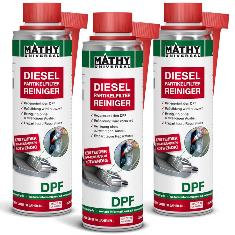 MATHY-DPF Partikelfilter Reiniger Diesel (3 x 300 ml) - hochwirksamer DPF Reiniger - Diesel Systemreiniger für Dieselmotoren - Diesel Additiv von MATHY