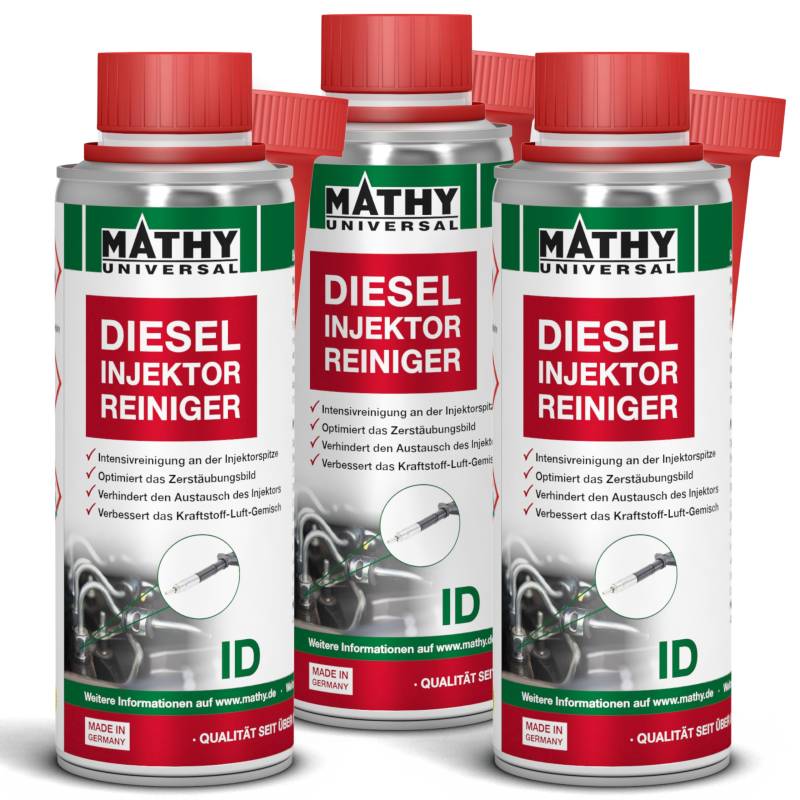 MATHY-ID Injektoren Reiniger Diesel (3 x 200 ml) - hochwirksames Diesel Additiv zur Reinigung der Einspritzdüsen im Dieselmotor - Injektor Reiniger von MATHY