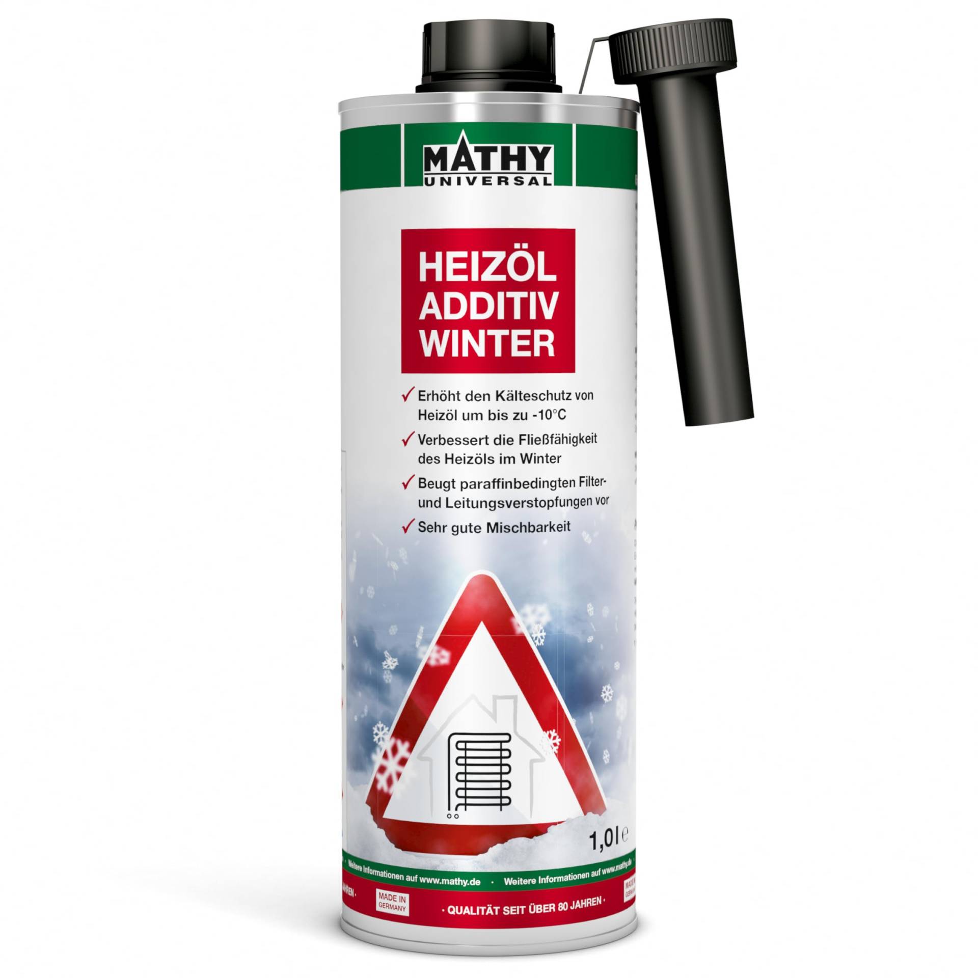 MATHY Spezial-H Winter Heizöl-Additiv (1,0 l) - Winterschutz für Heizöle - Öl Heizung Zusatz - Fließverbesserer für Ölheizungen - Wirkt gegen Heizungsausfälle im Winter - Schutz vor Kristallbildung von MATHY