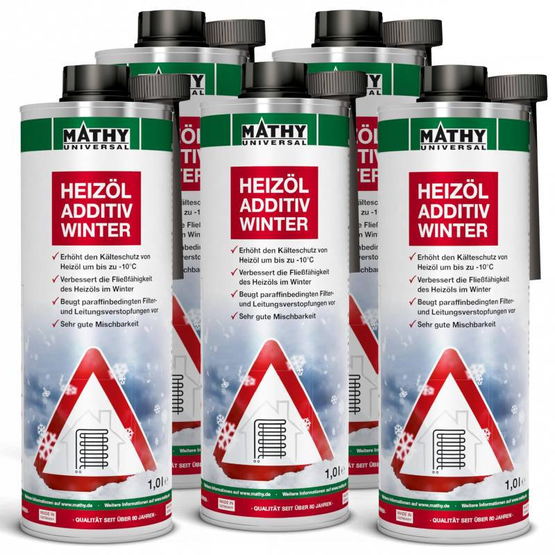 MATHY Spezial-H Winter Heizöl-Additiv (5 x 1,0 l) - Winterschutz für Heizöl - Öl Heizung Zusatz - Fließverbesserer für Ölheizungen - Wirkt gegen Heizungsausfälle im Winter - Schutz vor Kristallbildung von MATHY