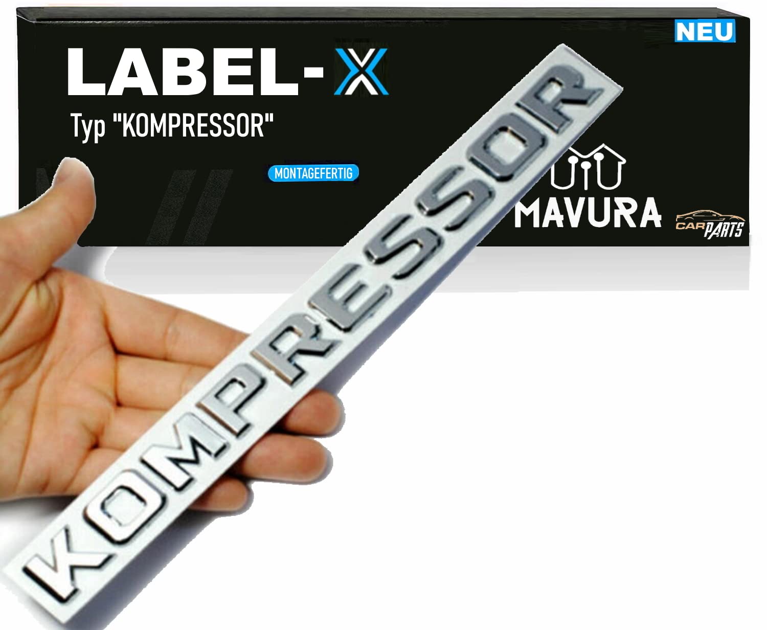Label-X Typ Kompressor Chrom Schriftzug Emblem Logo Aufkleber, für AMG Mercedes Typenschild von MAVURA