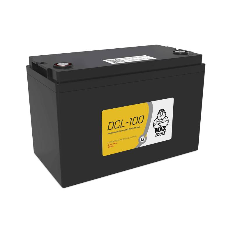 MAXTOOLS, DCL-100, 12V Lithium Batterie, für zyklischen Einsatz, LiFePO4-Zellen, 100Ah 1280Wh, über 3.000 Zyklen bei 80% Restkapazität, leicht und sicher von MAXTOOLS