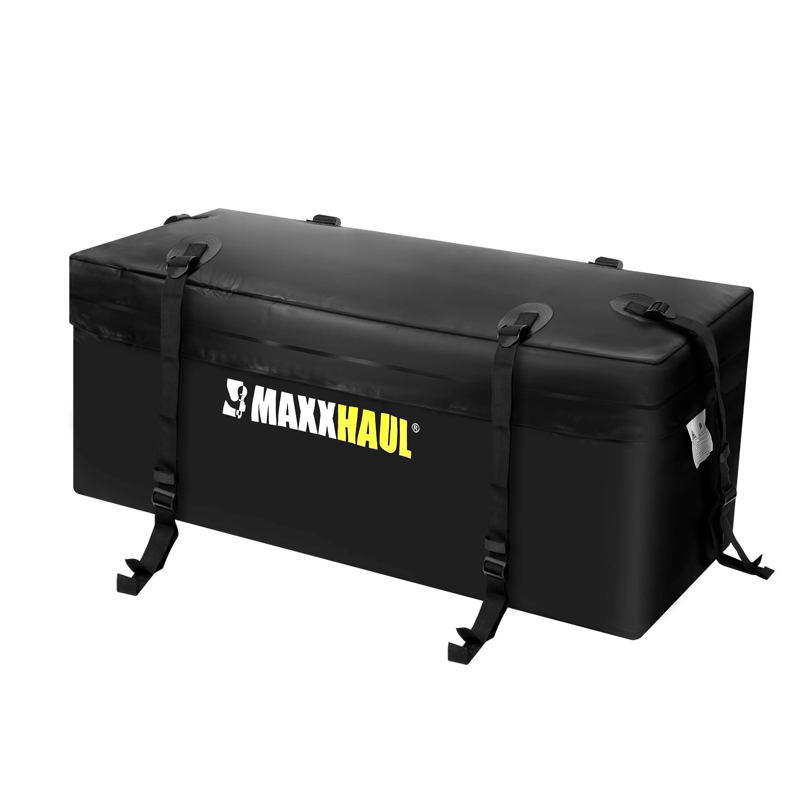 MAXXHAUL 70209 Softshell-Gepäckträger für Anhängerkupplung, strapazierfähig und wasserabweisend, 119 x 50 x 50 cm, Schwarz mit Spanngurten von MAXXHAUL