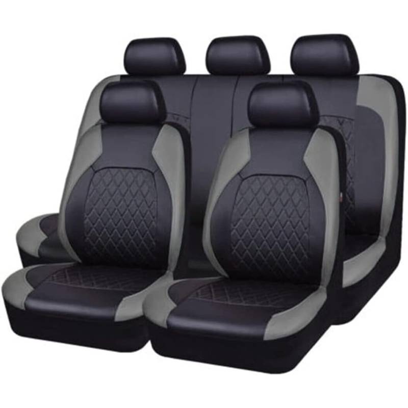 MAXZIZ Auto Sitzbezüge Sets für BMW E91 3 Series Touring 318i 320i 318d 320d, Leder Universelles Autositzbezüge Allwetter Wasserdicht Schonbezüge Sitzkissen Protektoren Zubehör,Grey/A von MAXZIZ