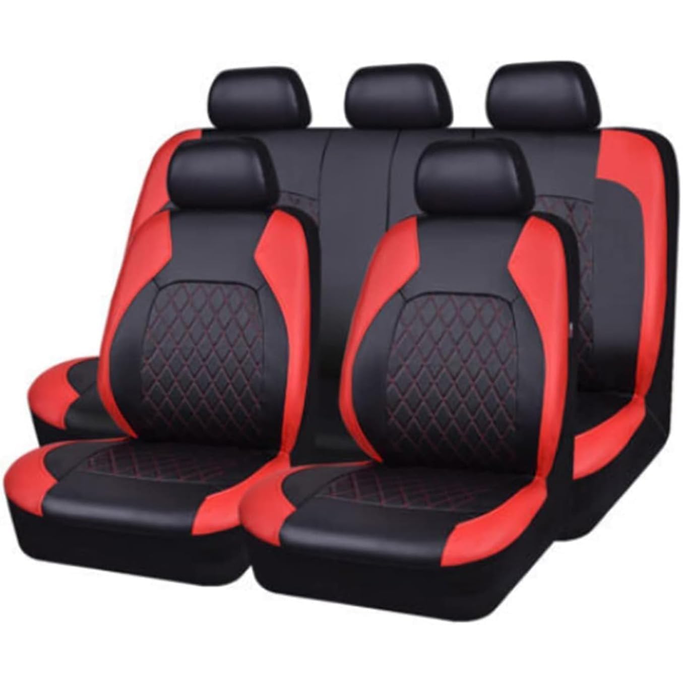 MAXZIZ Auto Sitzbezüge Sets für BMW E91 3 Series Touring 318i 320i 318d 320d, Leder Universelles Autositzbezüge Allwetter Wasserdicht Schonbezüge Sitzkissen Protektoren Zubehör,Red/A von MAXZIZ