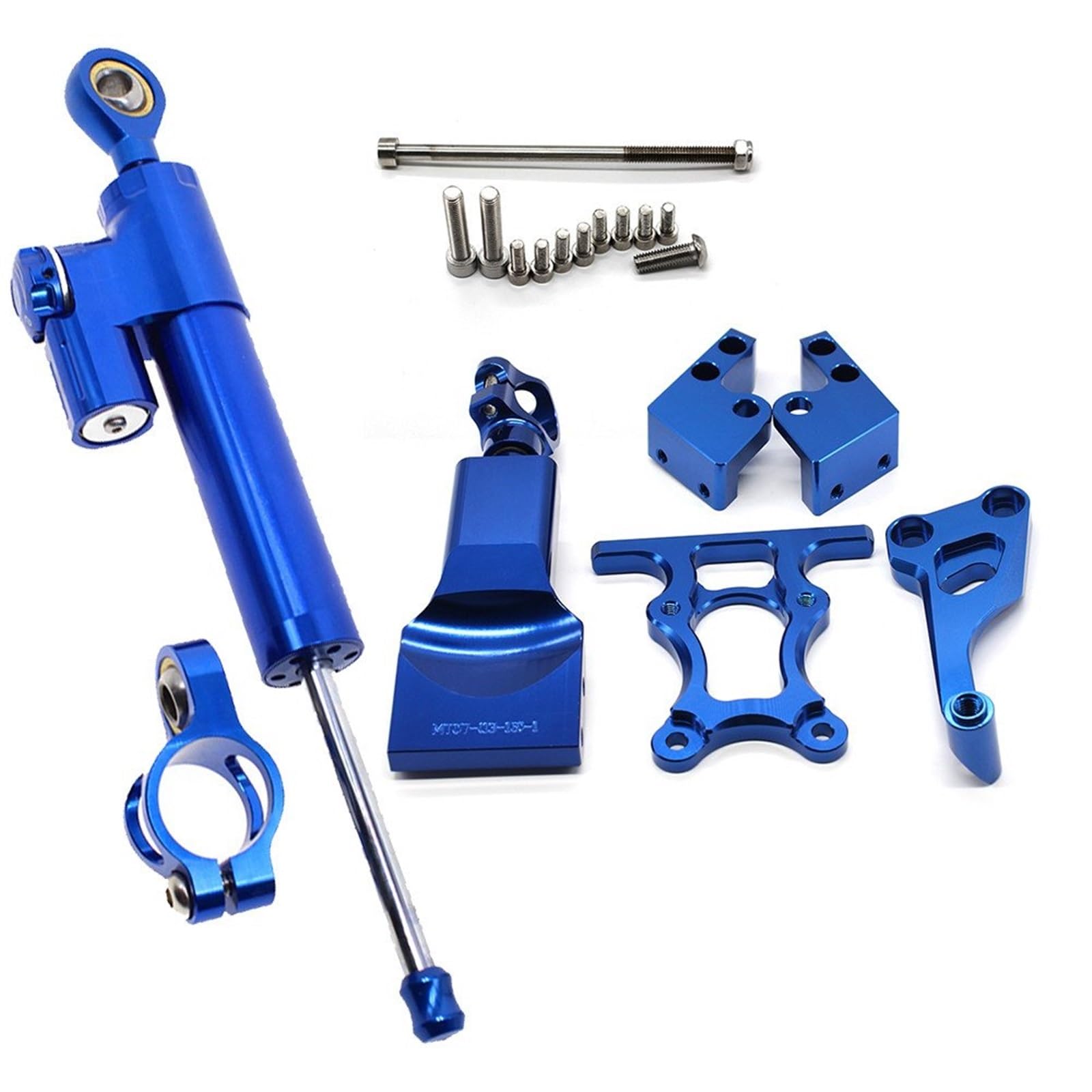 Lenkstabilisator Aluminium Motorrad CNC Stabilisator Dämpfer Komplette Lenkung Montage Halterung Halter Set Für MT07 Für FZ07 2014-2017 15 16 Dämpfer(Blue) von MAYINGLON