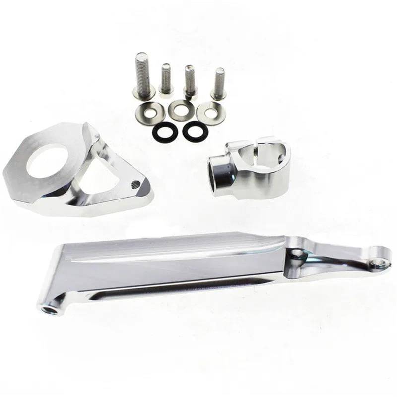 Lenkstabilisator Aluminium Motorrad Lenkung Dämpfer Stabilisator Halterung Montage Unterstützung Kit Halter Für CBR600RR 2005-2006 CNC Dämpfer(Silver) von MAYINGLON