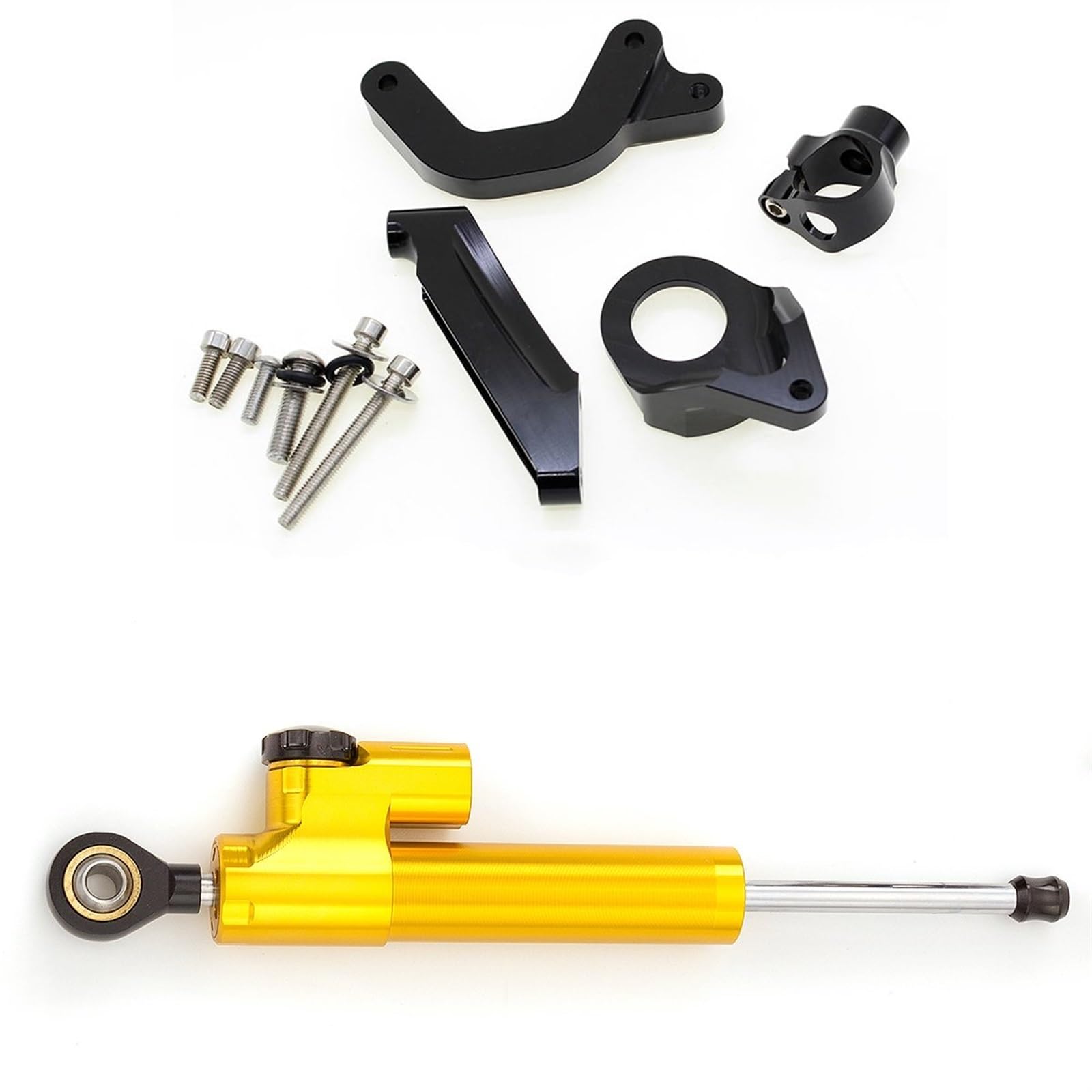 Lenkstabilisator Aluminium Motorrad Stabilisator Dämpfer Lenkung Montage Halterung Halter Unterstützung Kit Für Suzuki Für GSXR1000 K9 2009-2015 Dämpfer(Gold) von MAYINGLON