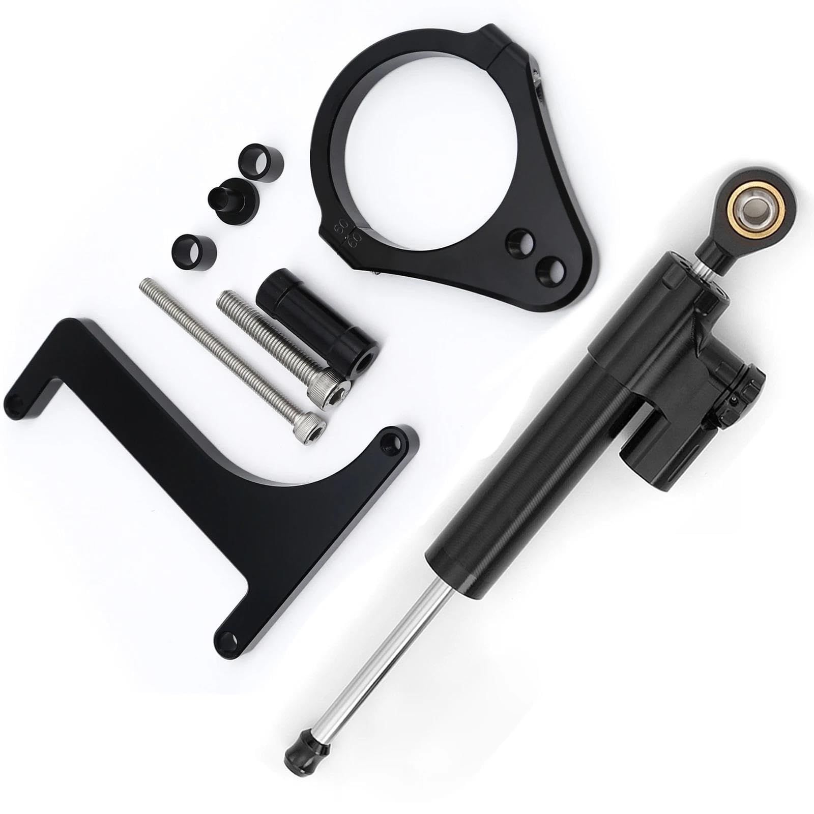 Lenkstabilisator Aluminium Motorrad Stabilisator Halterung Montage Unterstützung Kit Carbon Lenkung Dämpfer Für Inokim OX Sub13 Roller CNC Dämpfer(Black Set) von MAYINGLON