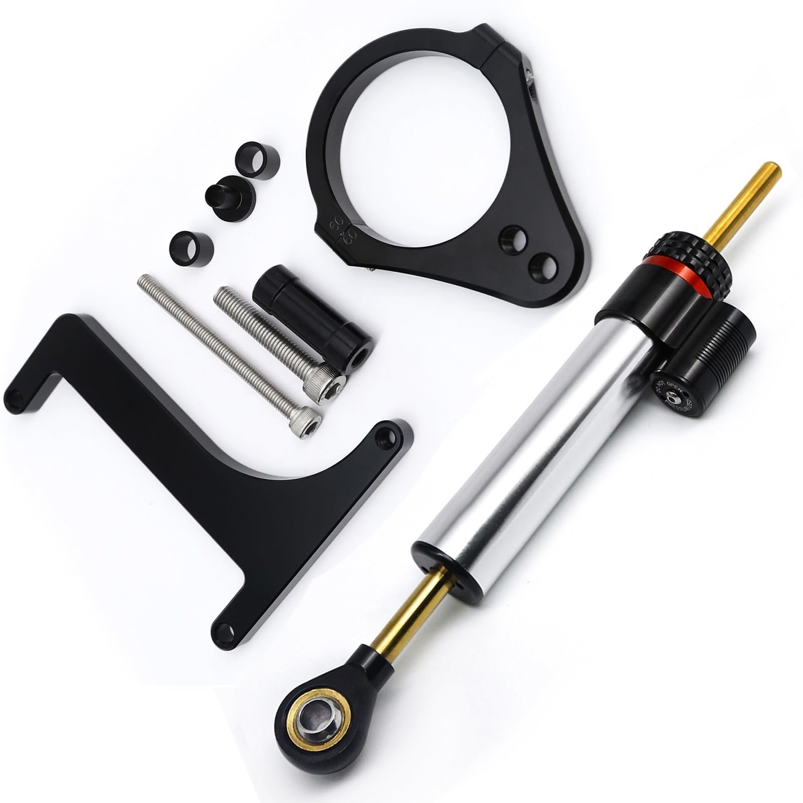 Lenkstabilisator CNC Aluminium Carbon Motorrad Stabilisator Halterung Montage Unterstützung Kit Lenkung Dämpfer Für Inokim OX Sub13 Elektrische Roller Dämpfer(Silver A Set) von MAYINGLON