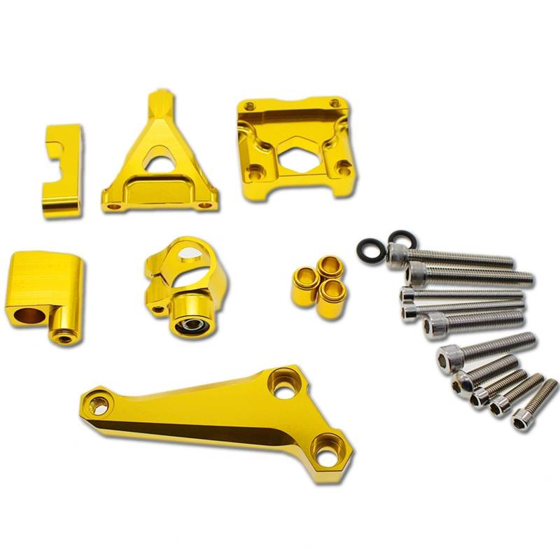 Lenkstabilisator CNC Aluminium Motorrad Lenkungsdämpfer Stabilisator Halterung Montage Unterstützung Kit Halter Für Kawasaki Für Z300 Für Z250 2015-2016 Dämpfer(Gold) von MAYINGLON