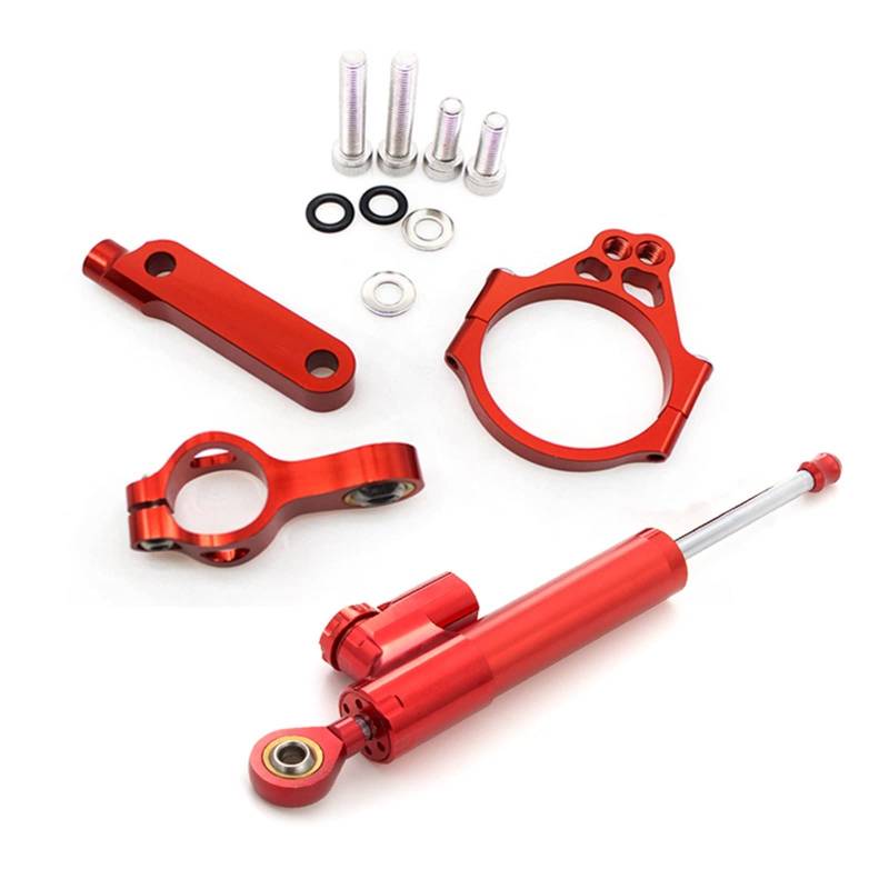 Lenkstabilisator CNC Motorrad Stabilisator Lenkungsdämpfer Klemme Montagehalterung Unterstützung Kit Lenkungsdämpfer Für Kawasaki Für 650 2015-2020 Dämpfer(Red Set) von MAYINGLON