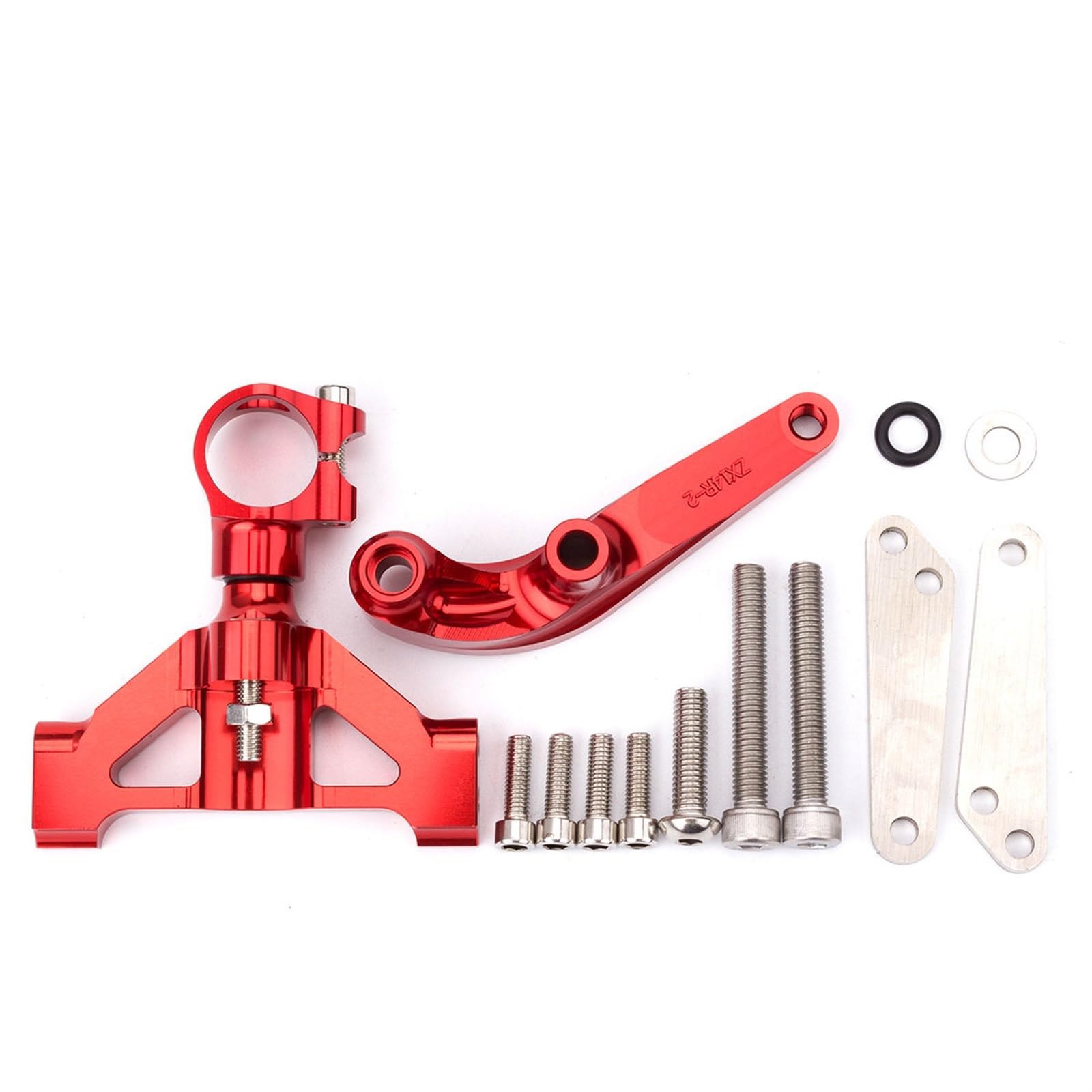 Lenkstabilisator CNC Motorräder Lenkung Stabilisieren Dämpfer Halterung Montage Unterstützung Halter Kit Set Für Kawasaki Für ZZR1400 Für ZX14 2006-2012 Dämpfer(Red) von MAYINGLON