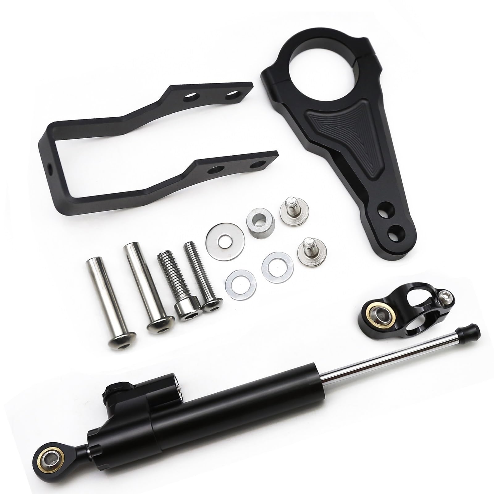 Lenkstabilisator CNC Stabilisator Dämpfer Lenkung Halterung Halterung Halter Unterstützung Kit Set Für 11 Zoll Elektrische Roller Dämpfer(Black Set) von MAYINGLON