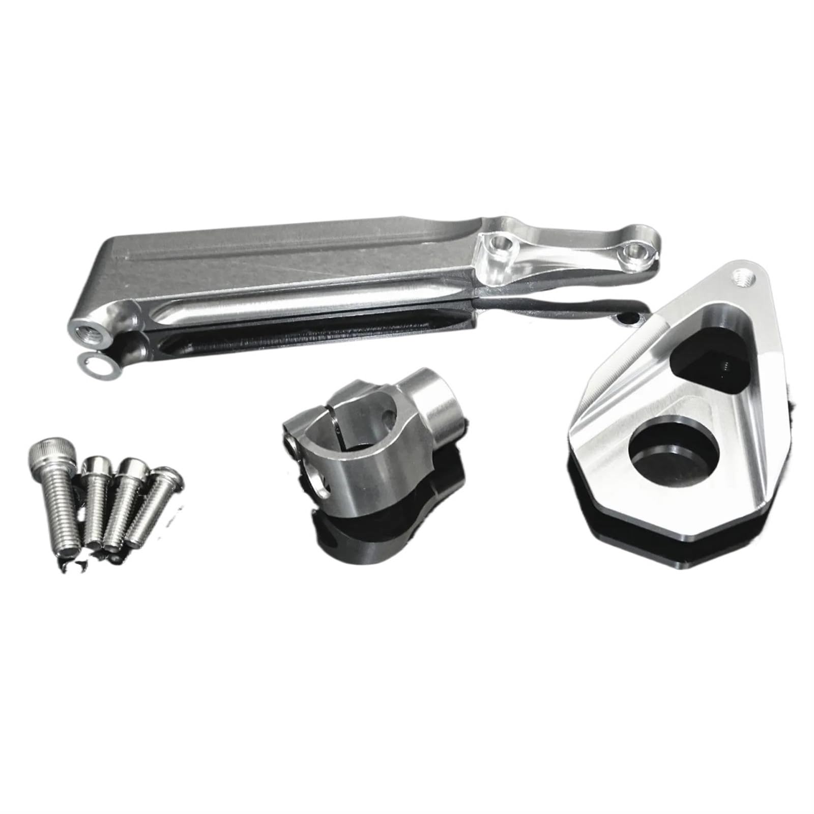 Lenkstabilisator Für CBR600RR F5 PC37 2005 2006 Motorradteil CNC Lenkungsdämpfer Stabilisator Halterung Montagehalter Kit Dämpfer(Silver) von MAYINGLON