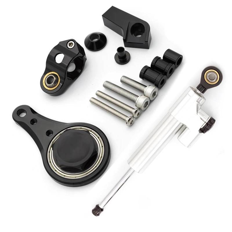 Lenkstabilisator Für Kawasaki Für ZX636 ZX-6R 2005-2006 Motorräder Lenkung Stabilisieren Dämpfer Halterung Montieren Montage Unterstützung Halter Kit Set Dämpfer(Silver Set) von MAYINGLON