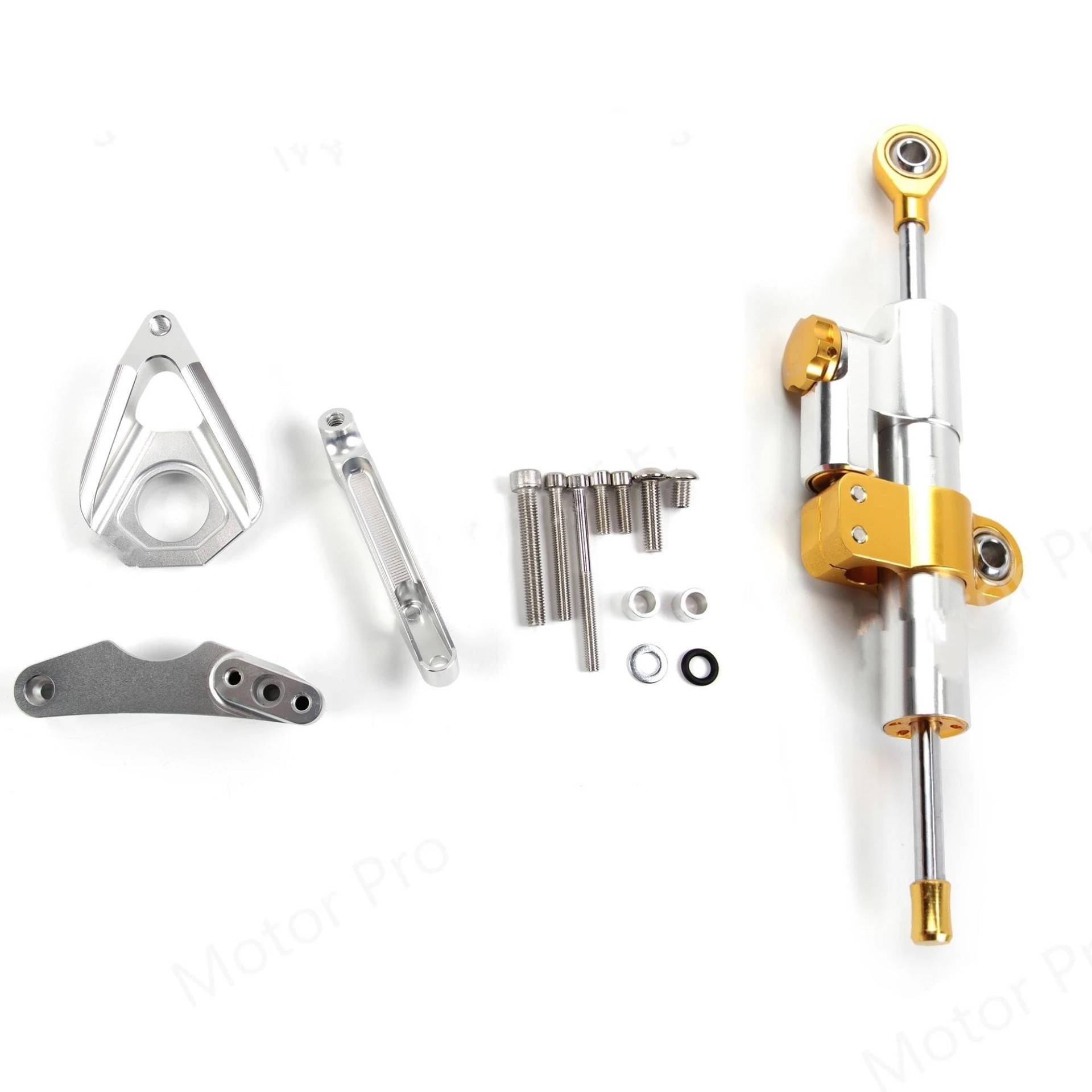 Lenkstabilisator Für Suzuki Für GSXR1000 2005 2006 Stabilisator Halterung Kit Sicherheit Control GSX-R K5 K6 Motorrad Lenkung Dämpfer Set Dämpfer(Silver Set) von MAYINGLON