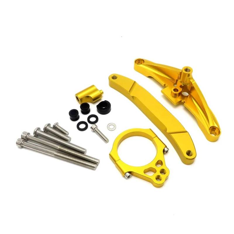 Lenkstabilisator Motorrad Aluminium Lenkungsdämpfer Halterung Set Stabilisator Linear Dämpfer Montage Unterstützung Für FZ1 Für 2006-2015 Dämpfer(A Gold) von MAYINGLON