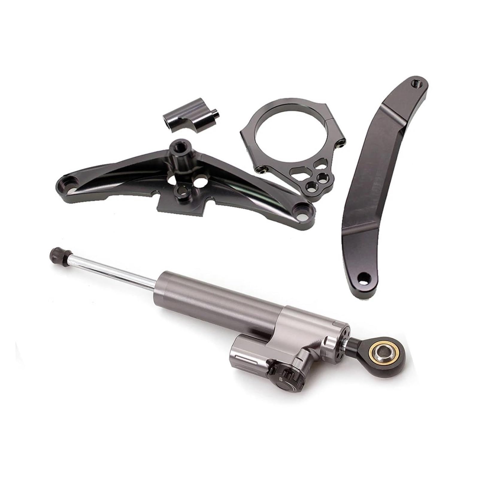 Lenkstabilisator Motorrad Aluminium Lenkungsdämpfer Halterung Set Stabilisator Linear Dämpfer Montage Unterstützung Für FZ1 Für 2006-2015 Dämpfer(B Titanium) von MAYINGLON