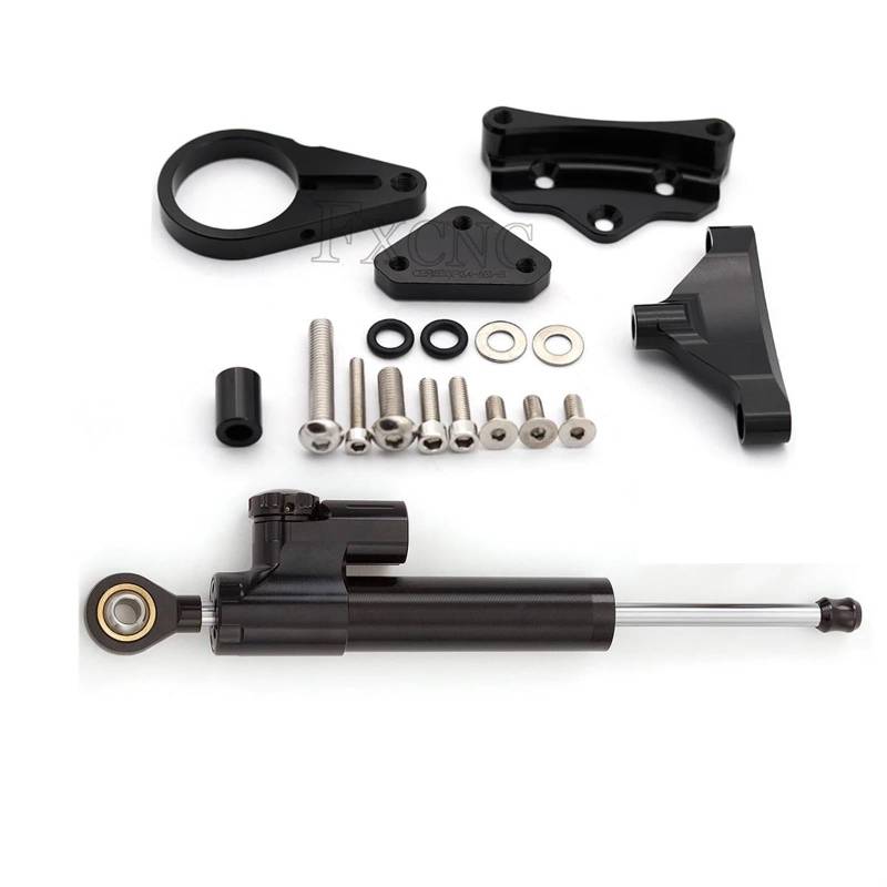 Lenkstabilisator Motorrad Stabilisator Fiber Carbon Lenkung Dämpfer Halterung Montieren Unterstützung Kit Für CBR 650F 2014-2021 CNC Dämpfer(Damper n Bracket A) von MAYINGLON