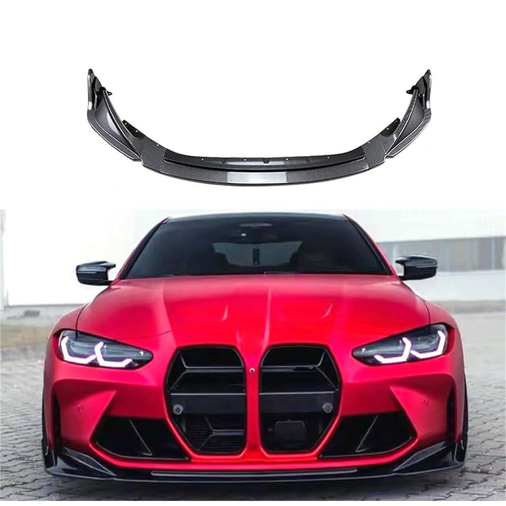 Frontspoiler Lippe, für BMW M3 M4 G80 G82 2021-2024 Frontstoßstangen AntiKollision Frontstoßstange Splitter Auto Zubehör,Carbon Fiber Look von MAYNUO