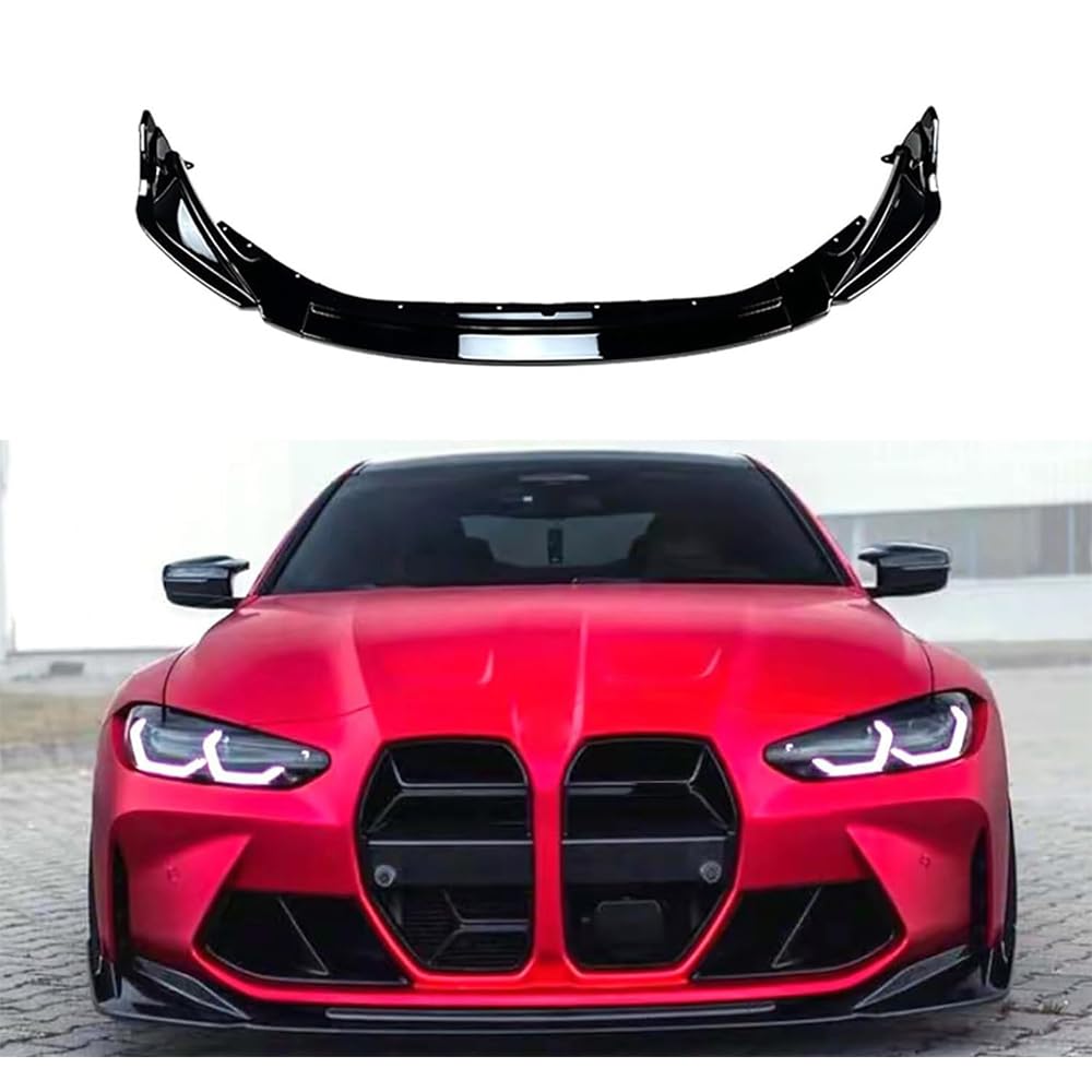 Frontspoiler Lippe, für BMW M3 M4 G80 G82 2021-2024 Frontstoßstangen AntiKollision Frontstoßstange Splitter Auto Zubehör,Glossy Black von MAYNUO