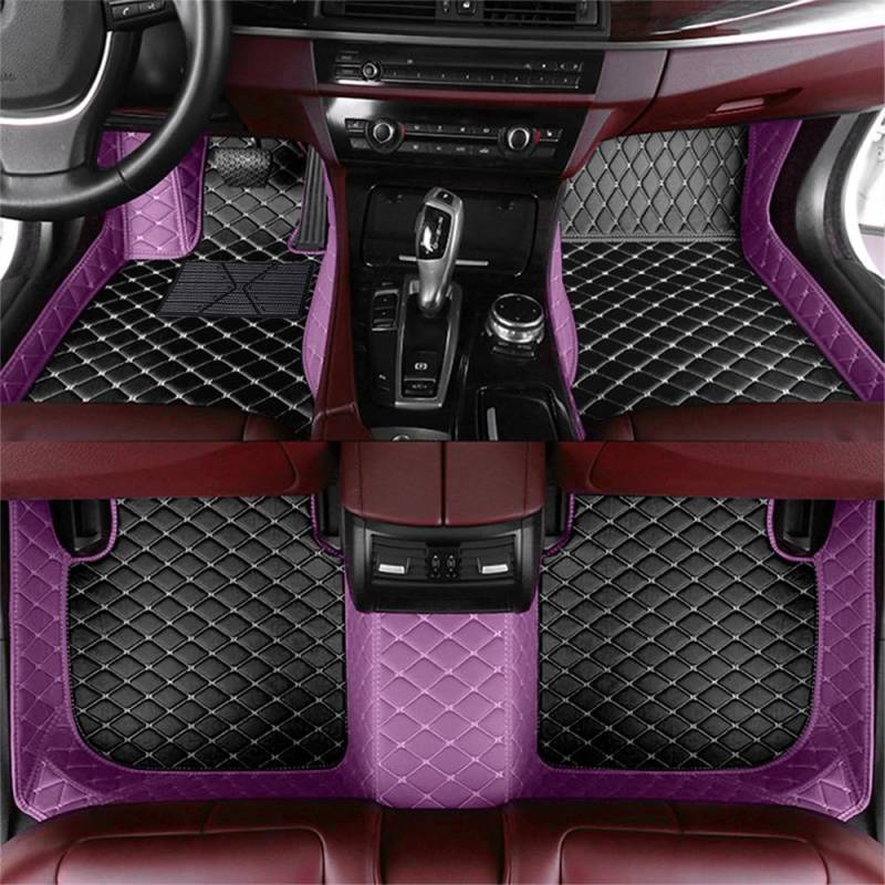 Auto Fußmatten für Chrysler 300 Sedan Ⅰ 2004 2005 2006 2007 2008-2010, PU-Leder Allwetter wasserdichte rutschfeste Auto Innenschutz Teppich Matte Zubehör,E Black Purple von MBROS