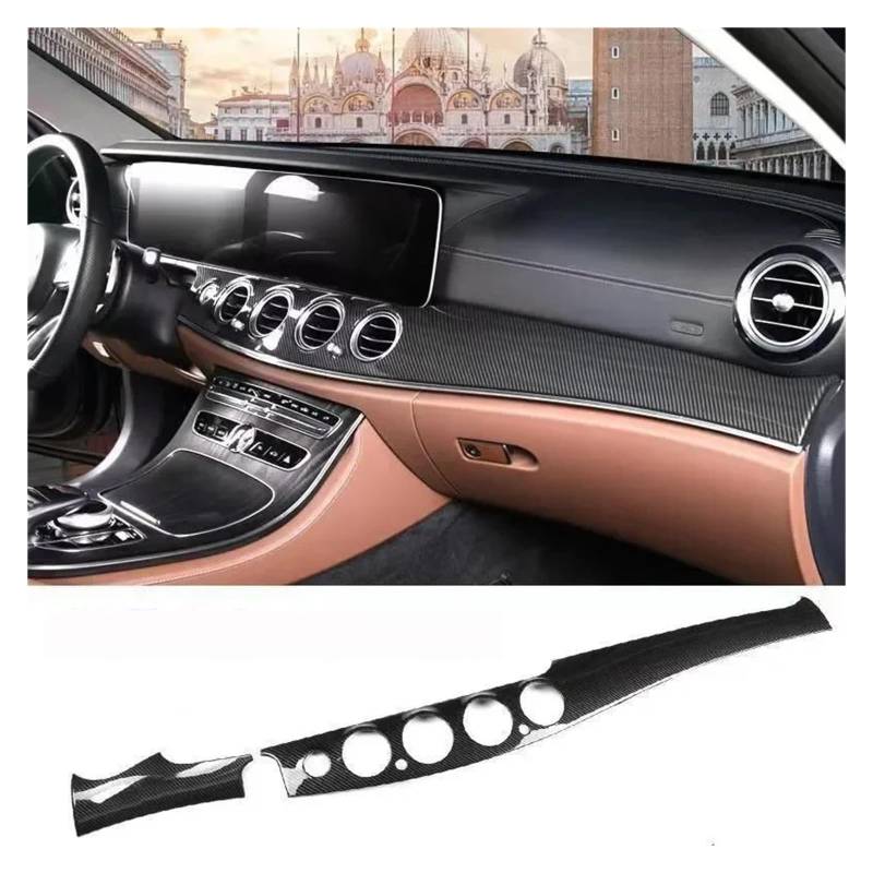 Auto Innenraum Rahmen Für E Klasse W213 E200 E300 2016 2017 2018 2019 2020 2021 2022 2023 Für LHD Auto Front Dashboard Panel Innen Trim Zubehör Abdeckung Innen Trim(Carbon no Hole) von MBROS