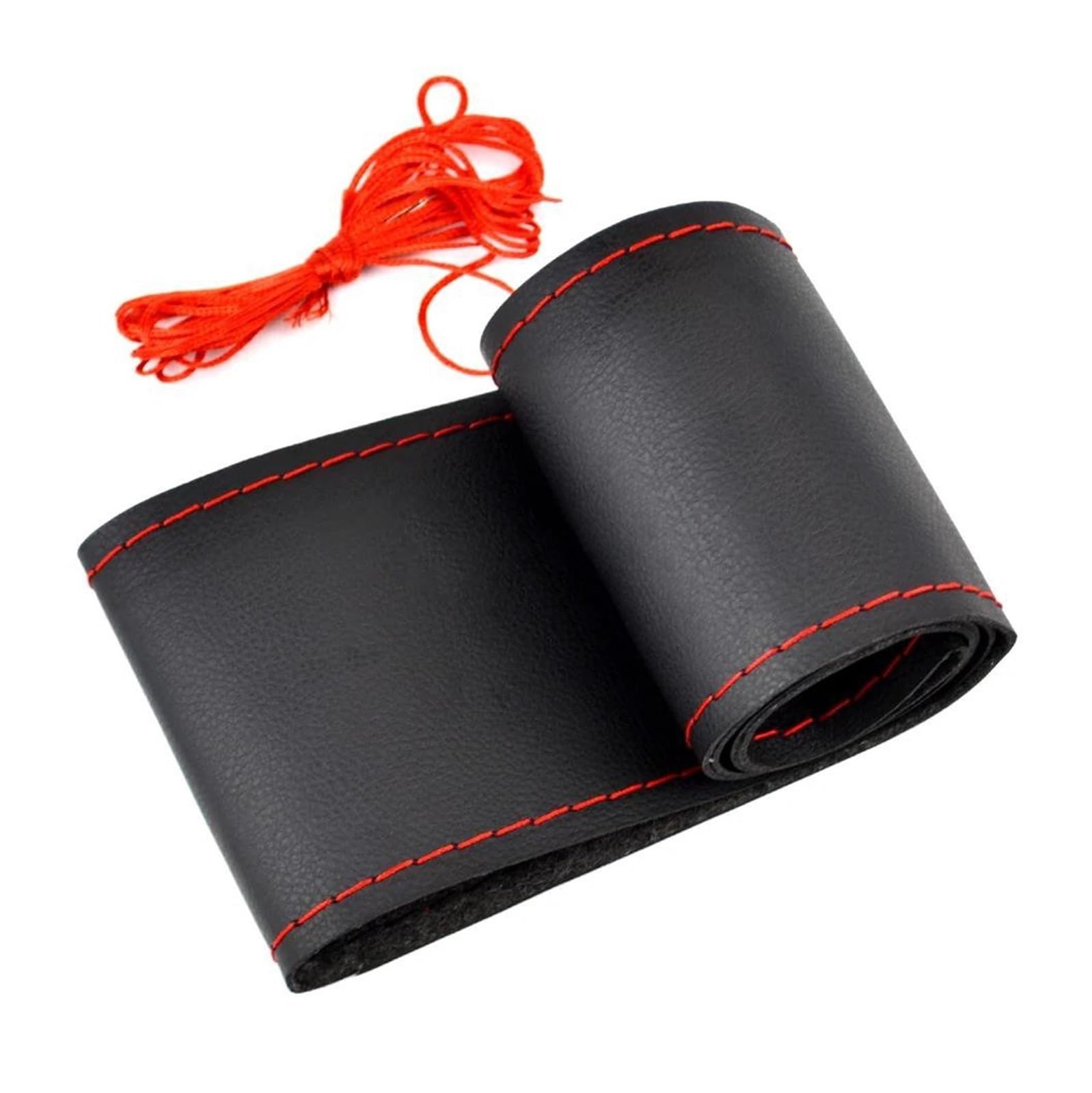 Lenkradabdeckungen 14,5 "-15" 37-38 cm Universal Für P&olo Für G&olf Für P&assat B6 PU Anti-rutsch Auto Leder Lenkrad Abdeckung S&Port Lenkrad Schutzhülle(Red Thread) von MBROS