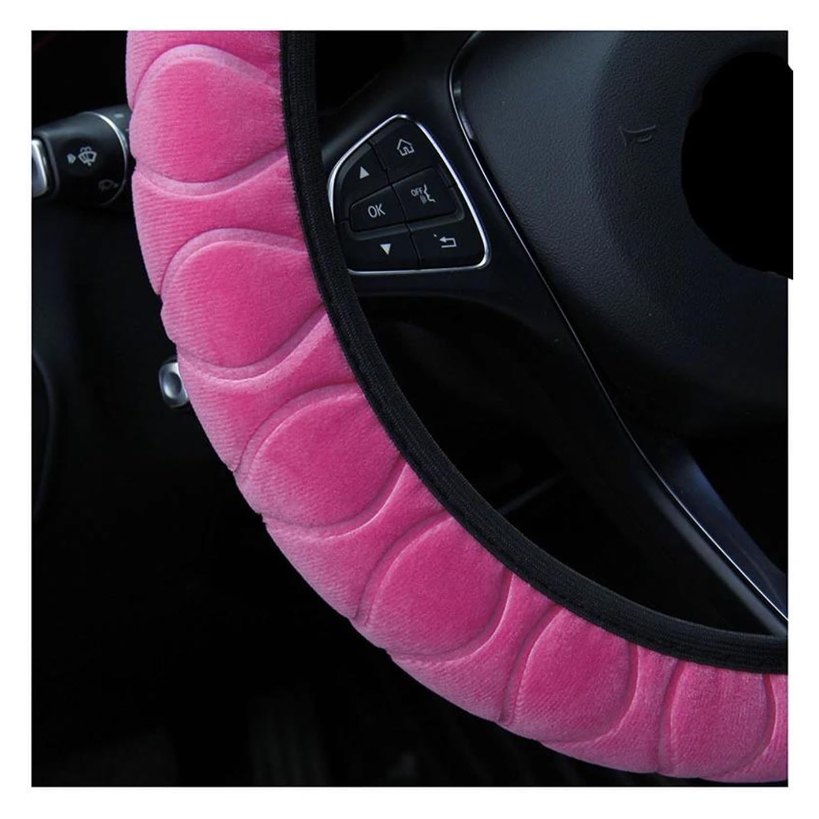 Lenkradabdeckungen 37-39CM Universal Auto Lenkrad Plüsch Abdeckung Weichen Warmen Plüsch Lenkrad Abdeckung Lenkrad Schutzhülle Wrap Lenkrad Schutzhülle Abdeckung Lenkrad Schutzhülle(Pink) von MBROS