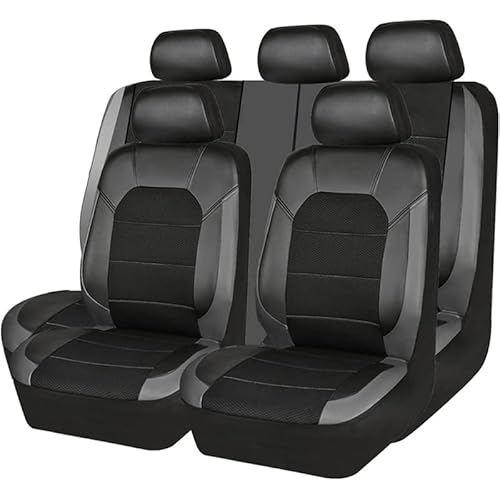 MBROS 9PCS Auto Sitzbezüge Sets für Audi Q3 8U SUV 2011–2014 2015 2016 2017 2018, Universelles Leder Allwetter Wasserdicht Bequem Sitzkissen Protektoren Zubehör,B Grey von MBROS