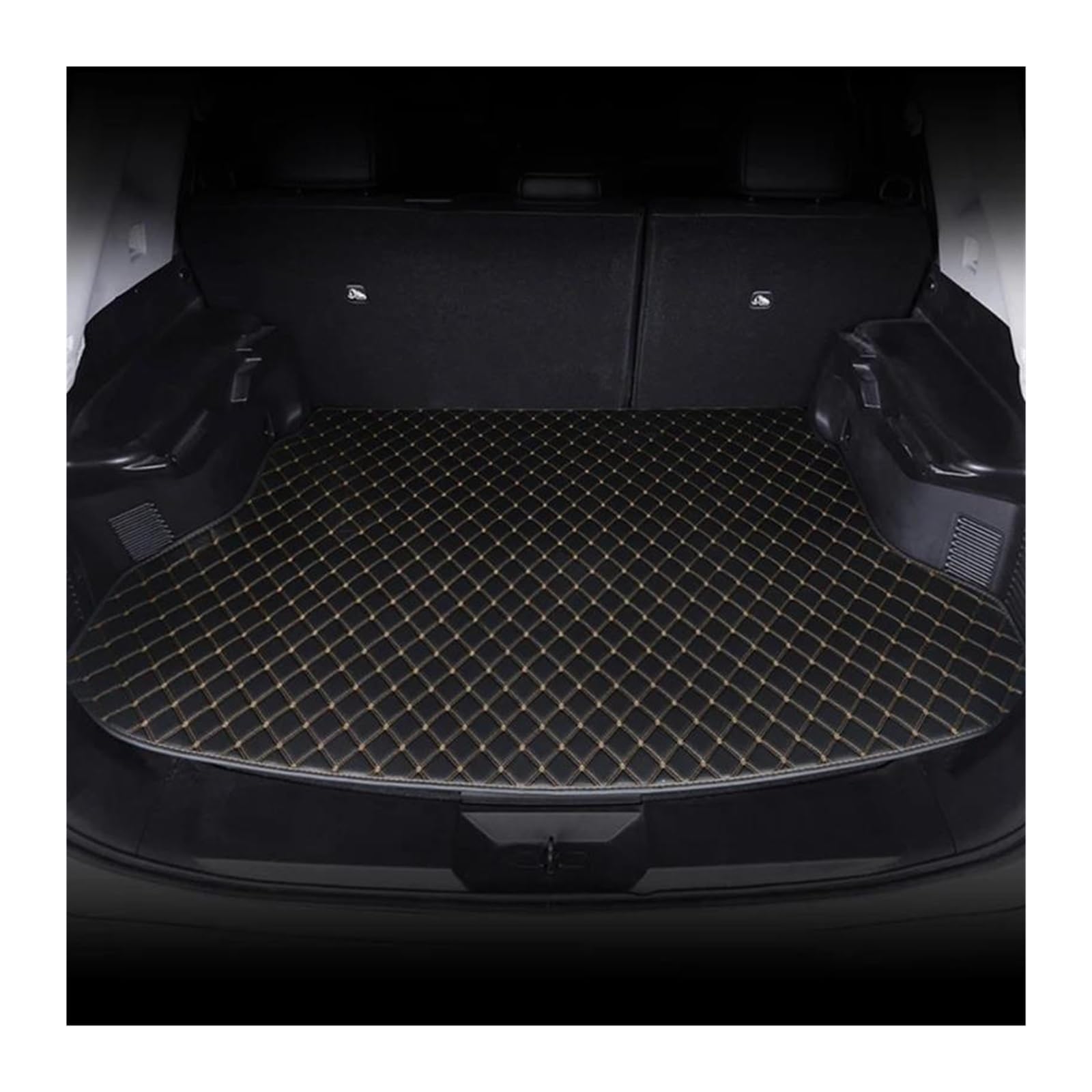 Stamm Boot Matten Für MG7 2023 Kofferraum Matte Hinten Trunk Cargo Schutz Matte Auto Künstliche Leder Innen Zubehör Kofferraum Schutzmatte(Black beige) von MBROS