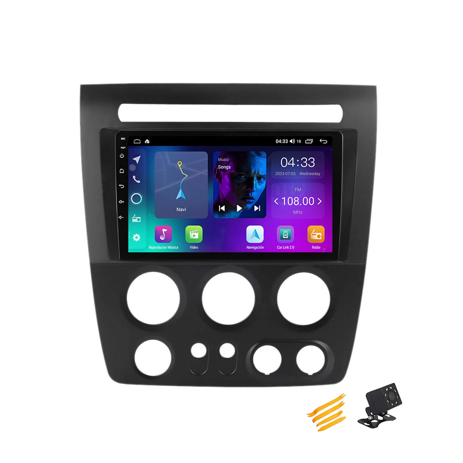 MBTSQOIO Android 13 Autoradio Bluetooth 2 DIN Kompatibel Mit Hummer H3 2005~2010 Autoradio Touchscreen 9 Zoll QLED-Display Mit Car Play Android Auto Navigation Radio FM RDS SWC,4 Core NF1 1G+32G von MBTSQOIO