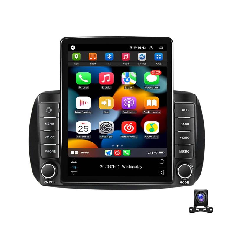 MBTSQOIO Android 13 Autoradio Bluetooth 2 Din Mit 9.7 Zoll Bildschirm Kompatibel mit Benz Smart 2015~2020 Mit Navi Multimedia MP5 Player Mit AHD Rückfahrkamera/RDS/DSP/Car-Play,Ts800 von MBTSQOIO