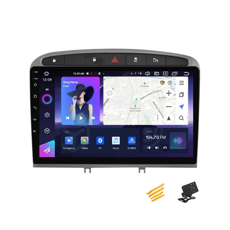 MBTSQOIO Android 13 Autoradio QLED-Display Kompatibel Mit Peugeot 408 2010~2016 Touchscreen 9 Zoll Autoradio Mit Carplay Bluetooth Navigation Android Auto Radio FM RDS SWC,B,8 Core NF7 8G+256G von MBTSQOIO