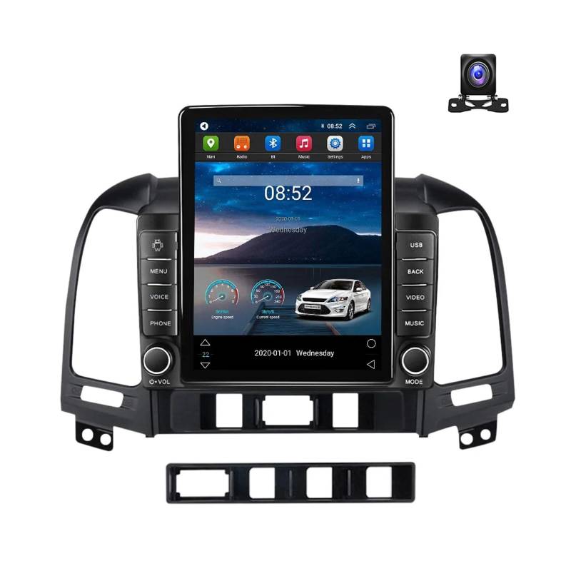 MBTSQOIO Doppel DIN Radio Mit Navi, 9.7 Zoll Touchscreen, 2 Din Autoradio MP5 Player Kompatibel mit Hyundai Santa Fe 2006~2012 Radio FM/RDS, DSP, Car-play/Auto, Lenkradsteuerung,TS100 von MBTSQOIO