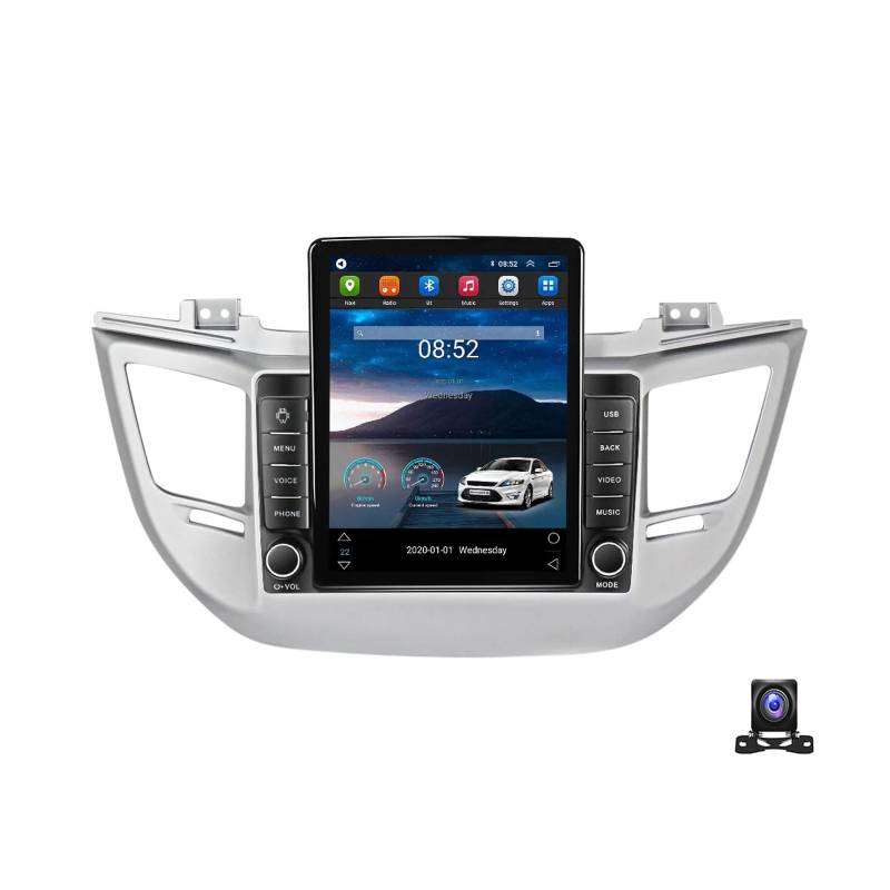 MBTSQOIO Doppel DIN Radio Mit Navi, 9.7 Zoll Touchscreen, 2 Din Autoradio MP5 Player Kompatibel mit Hyundai Tucson 2014~2018 Radio FM/RDS, DSP, Car-play/Auto, Lenkradsteuerung,TS800 von MBTSQOIO