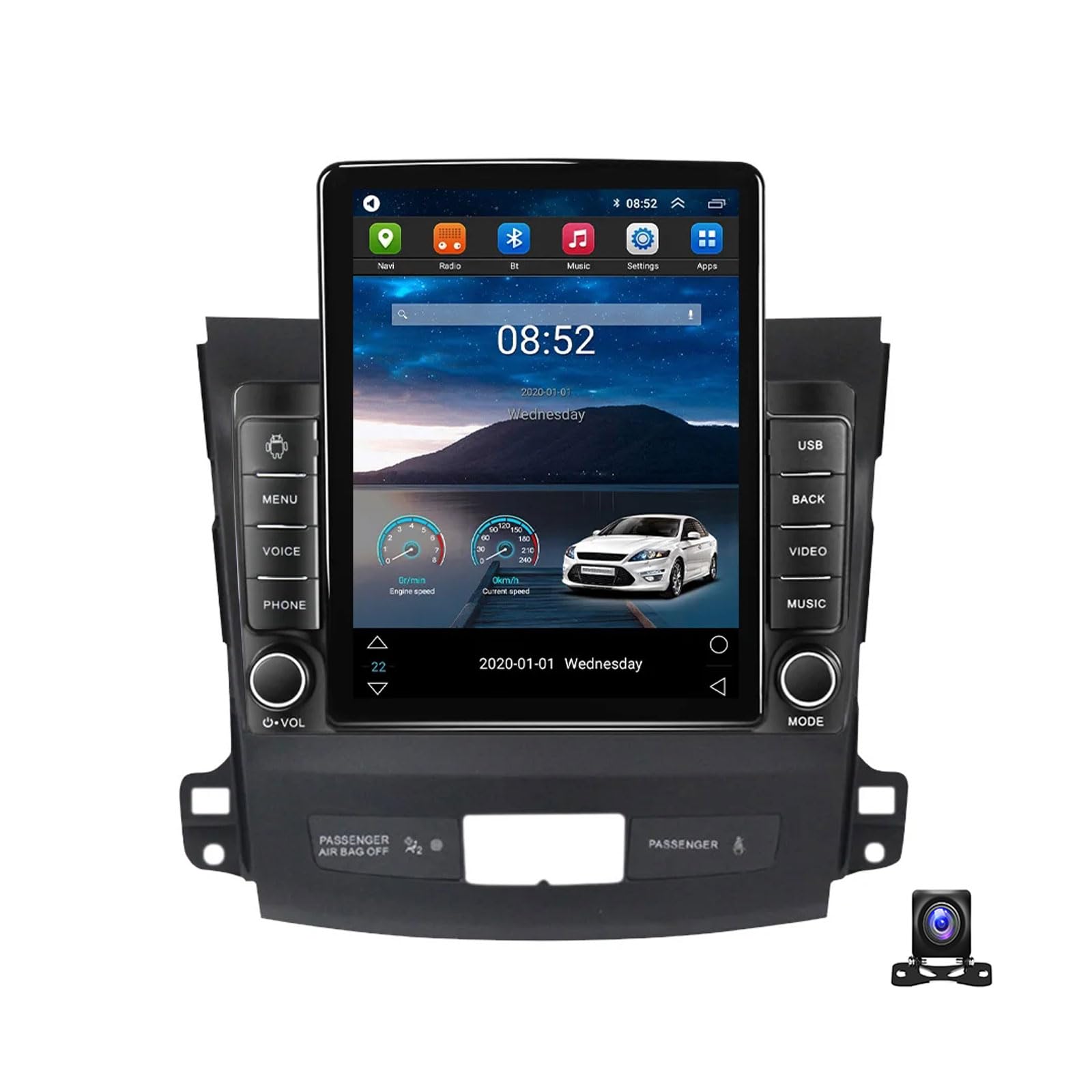 MBTSQOIO Doppel DIN Radio Mit Navi, 9.7 Zoll Touchscreen, 2 Din Autoradio MP5 Player Kompatibel mit Mitsubishi Outlander 2005~2011 Radio FM/RDS, DSP, Car-Play/Auto, Lenkradsteuerung,TS100 von MBTSQOIO