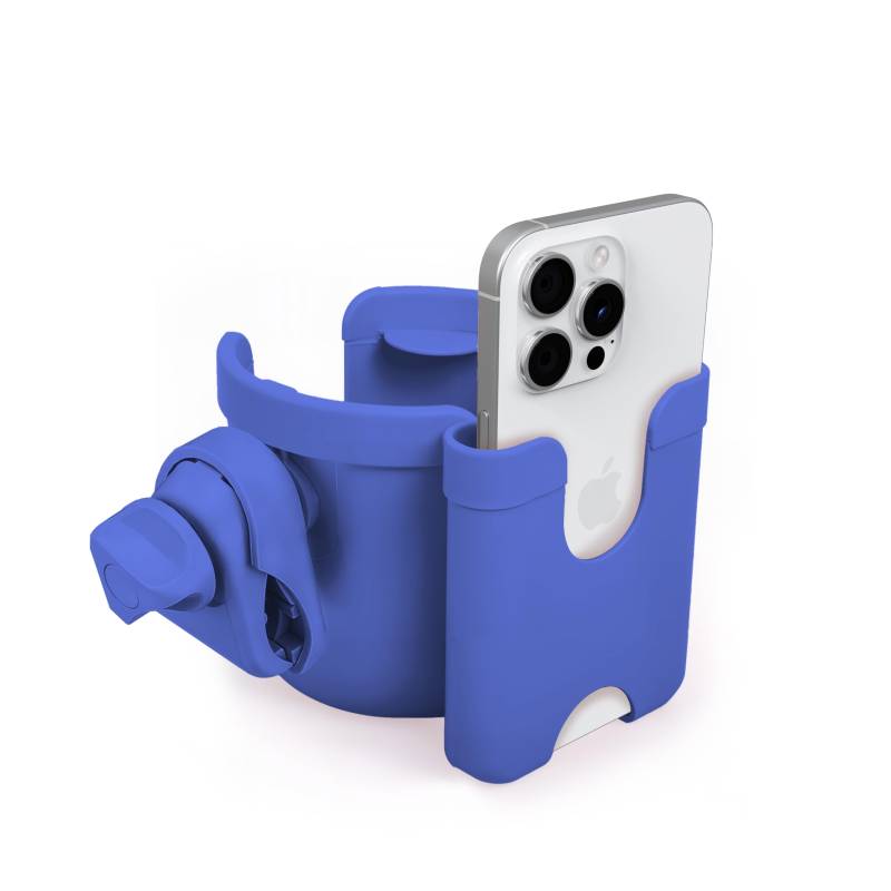 Micus - Getränkehalter Kinderwagen, becherhalter Kinderwagen, Cup Holder Kinderwagen, flaschenhalter Kinderwagen, handyhalterung Kinderwagen, Kinderwagen zubehör (2-in-1-Getränkehalter, Blau) von MC MICUS