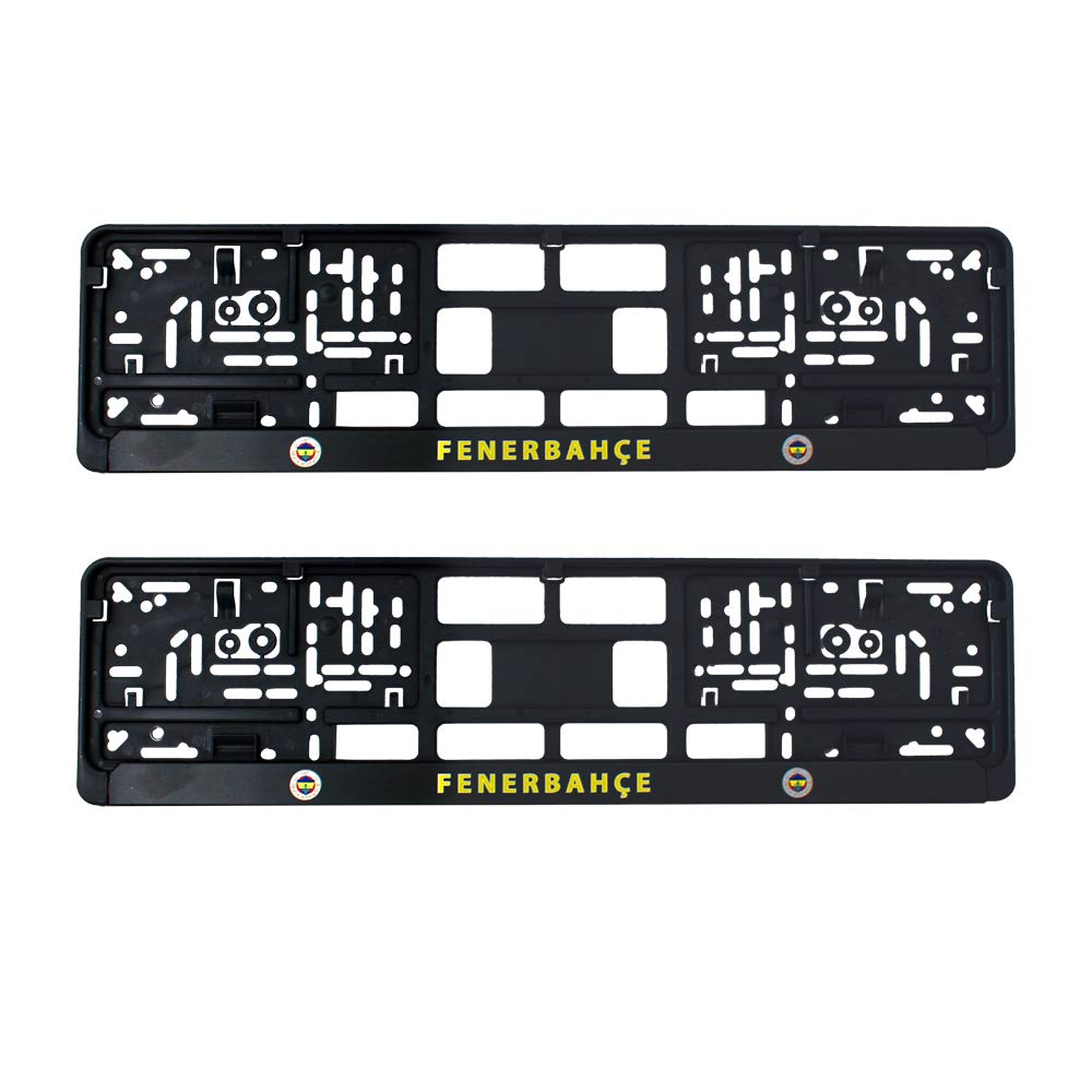 FENERBAHCE Sari Kanarya Kennzeichenhalter Premium Nummernschildhalterung für EU-Auto-Kennzeichen 52 X 10 cm, 2 Stück stabile Halterung für KFZ-Nummernschilder Kennzeichenhalterung von MC5 Masterline