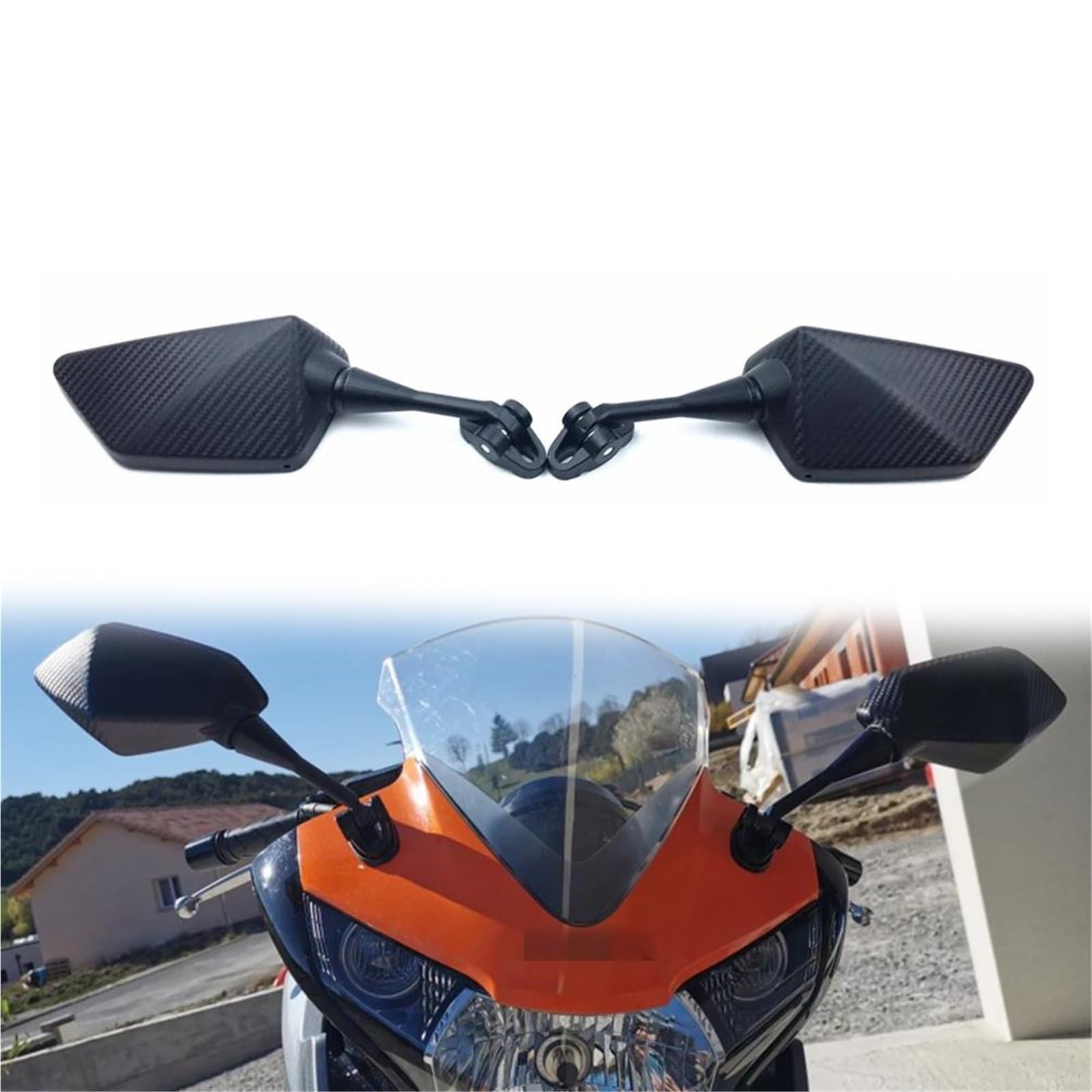 Rückspiegel Carbon Motorrad Spiegel Sport Fahrrad Rückspiegel Für CBR F4 F4i / RC51 / RVT 1000 DD250E/DD300/350 HYOSUNG GT von MCBXTH