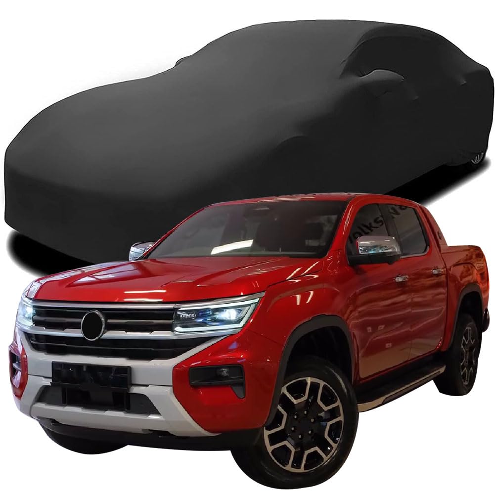 Auto Abdeckung für Amarok Pick-up, Indoor Schutz Elastisch Atmungsaktiv Staubschutz Weich Stretch Stoff Autoabdeckung,Black von MCDA