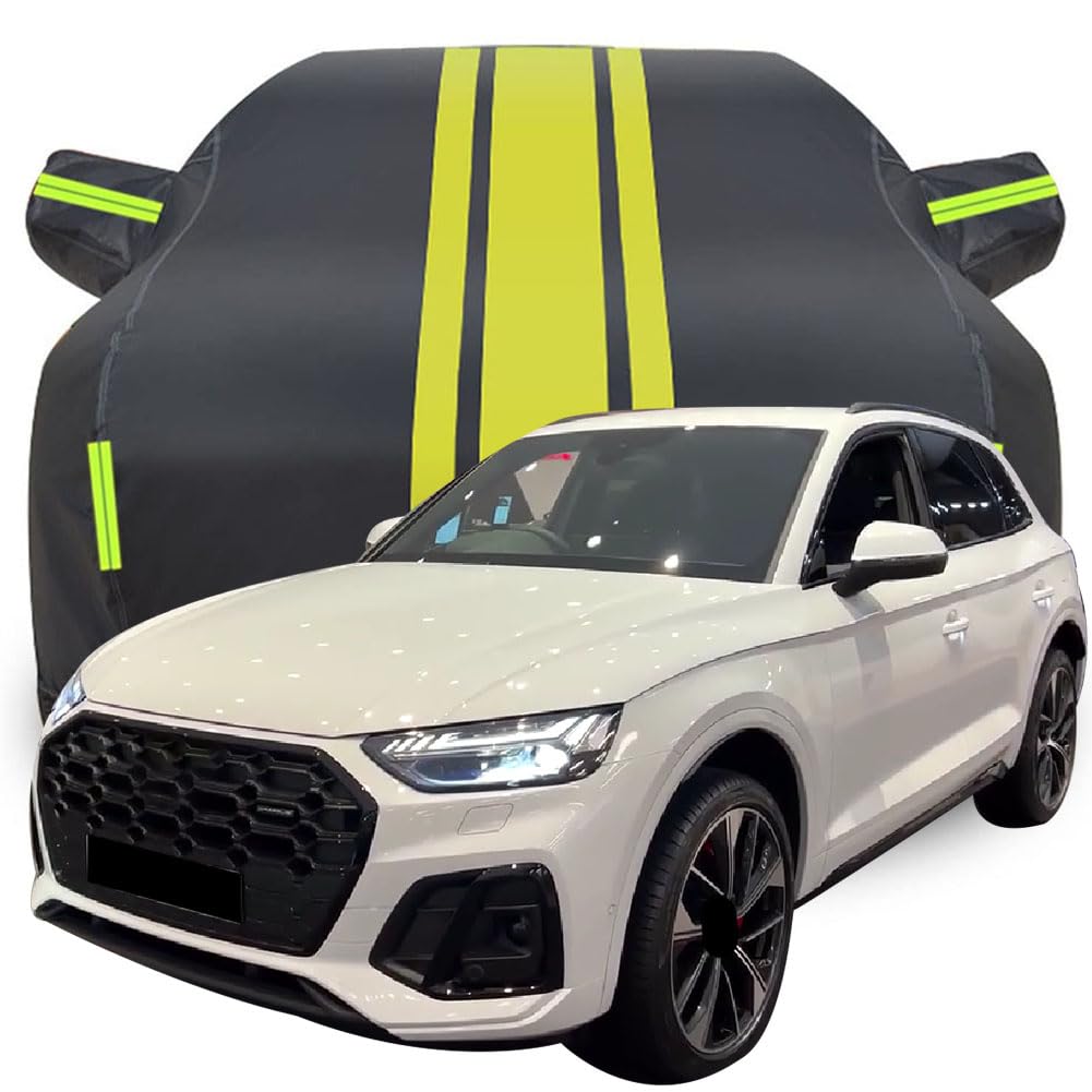 Vollgarage Autoabdeckung für Audi Q5 S line 40 TDI Quattro 2023 2024 2025, Wasserdicht/Kratzfest/Uv-Schutz Autoplanen Garagen Hagelschutzplane,Yellow von MCDA