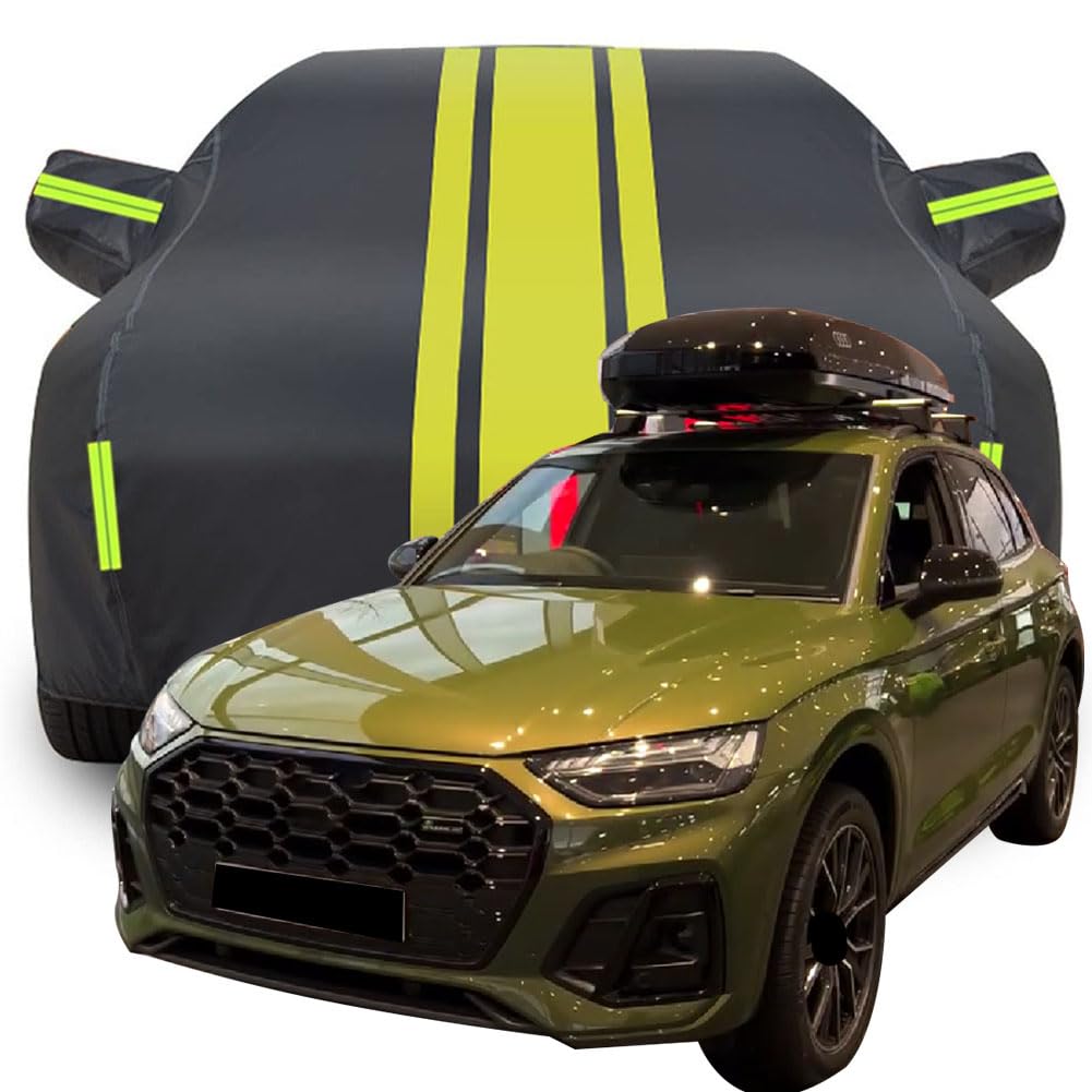 Vollgarage Autoabdeckung für Audi Q5 S line 40 TDI Quattro 2023 2024 2025, Wasserdicht/Kratzfest/Uv-Schutz Autoplanen Garagen Hagelschutzplane,Yellow von MCDA