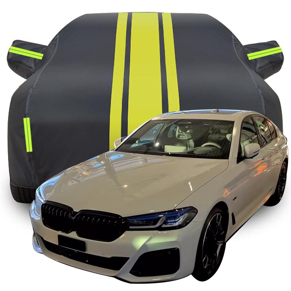 Vollgarage Autoabdeckung für BMW 5 Series 545e 2023 2024 2025, Wasserdicht/Kratzfest/Uv-Schutz Autoplanen Garagen Hagelschutzplane,Yellow von MCDA