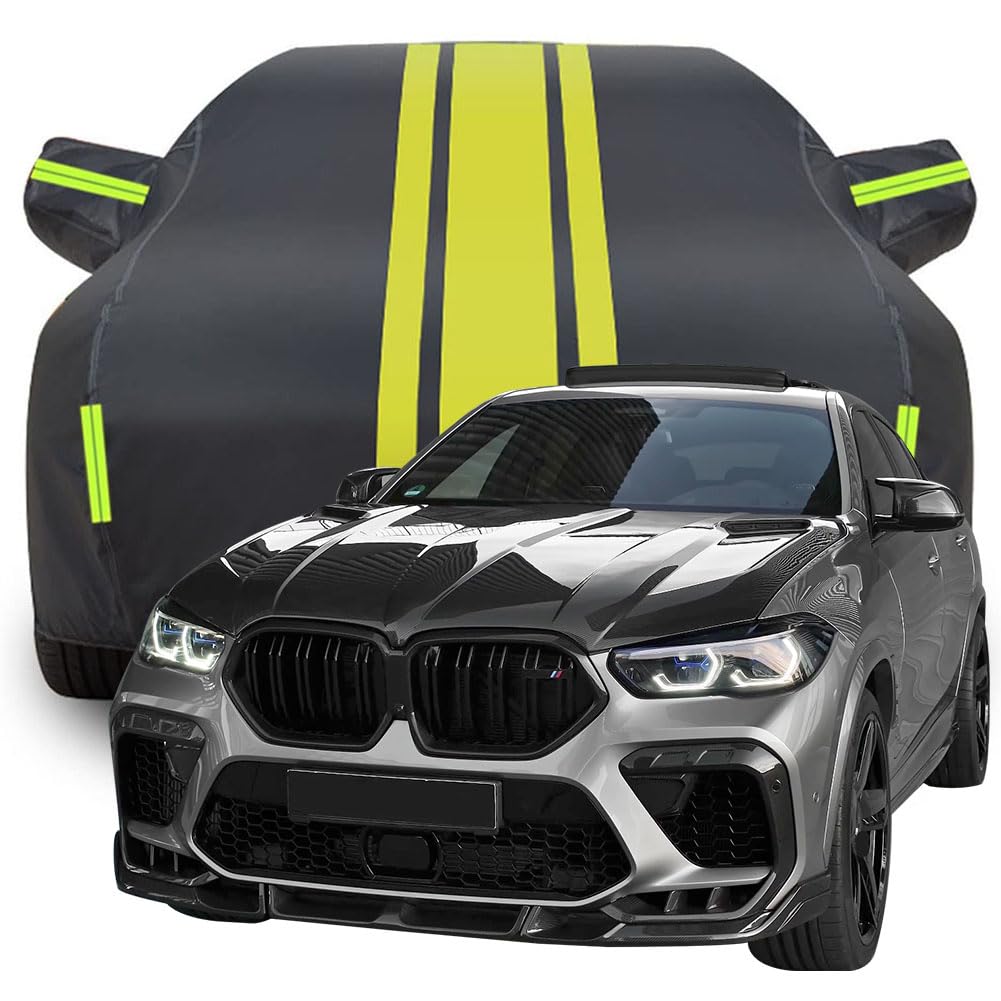 Vollgarage Autoabdeckung für BMW X6 M Competition Larte Design 2023 2024 2025, Wasserdicht/Kratzfest/Uv-Schutz Autoplanen Garagen Hagelschutzplane,Yellow von MCDA