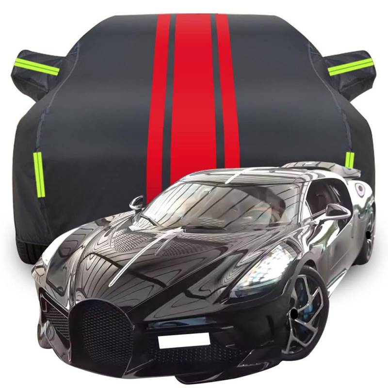 Vollgarage Autoabdeckung für Bugatti La Voiture Noire Casual Shooting, Wasserdicht/Kratzfest/Uv-Schutz Autoplanen Garagen Hagelschutzplane,Red von MCDA