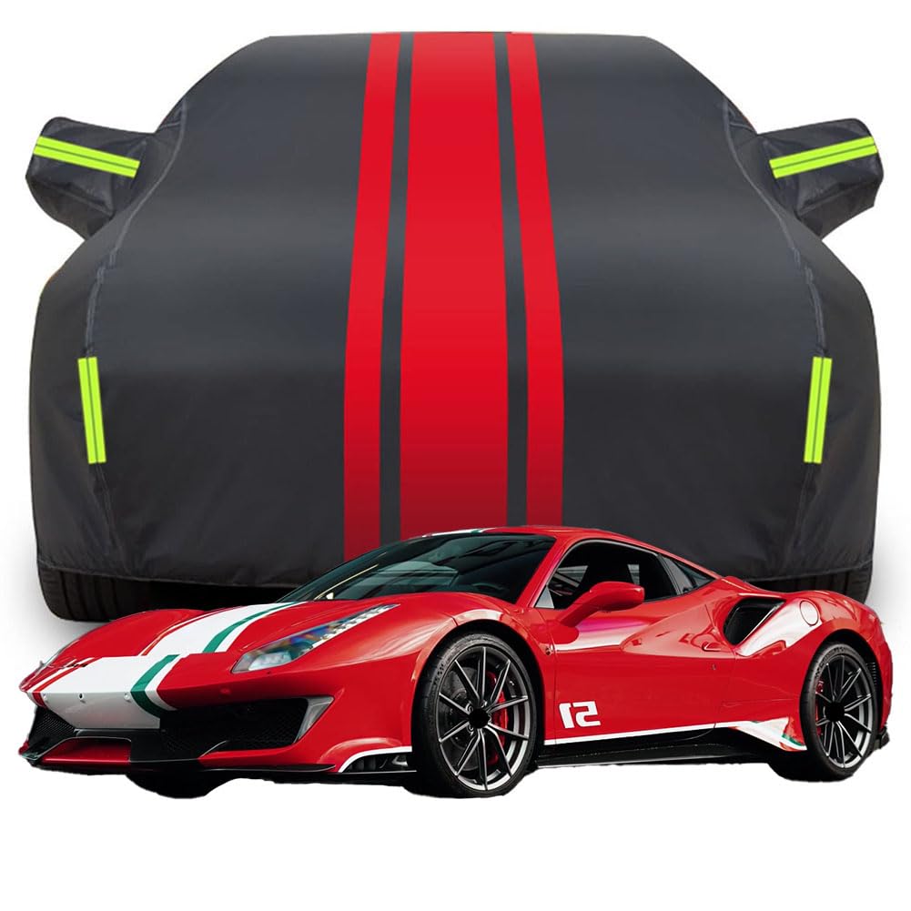 Vollgarage Autoabdeckung für Ferrari 488 Pista Piloti Ferrari, Wasserdicht/Kratzfest/Uv-Schutz Autoplanen Garagen Hagelschutzplane,Red von MCDA