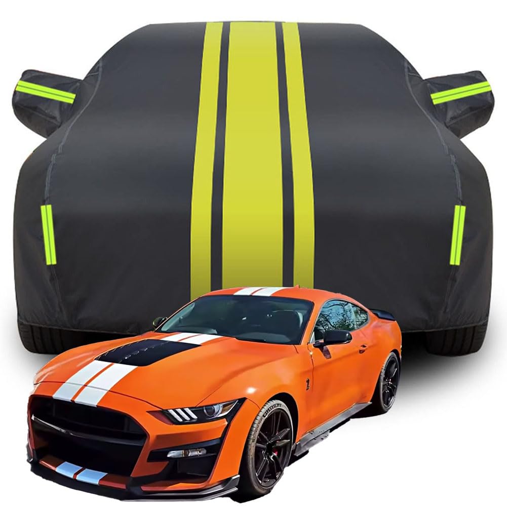 Vollgarage Autoabdeckung für Ford Mustang Shelby GT500, Wasserdicht/Kratzfest/Uv-Schutz Autoplanen Garagen Hagelschutzplane,Yellow von MCDA