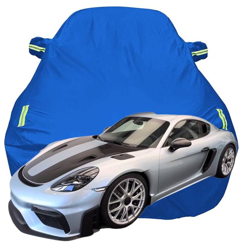 Vollgarage Autoabdeckung für Porsche 718 Cayman GT4 RS 2024 2025 Azzuro Thetys, Schnee/Kratzfest/Uv-Schutz Oxford Autoplanen Garagen, Hagelschutzplane,Blue von MCDA